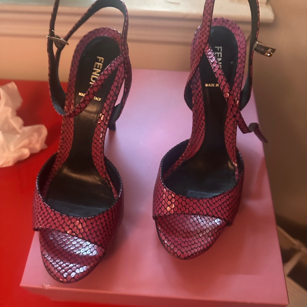 Fendi Magenta Snakeskin Heels
